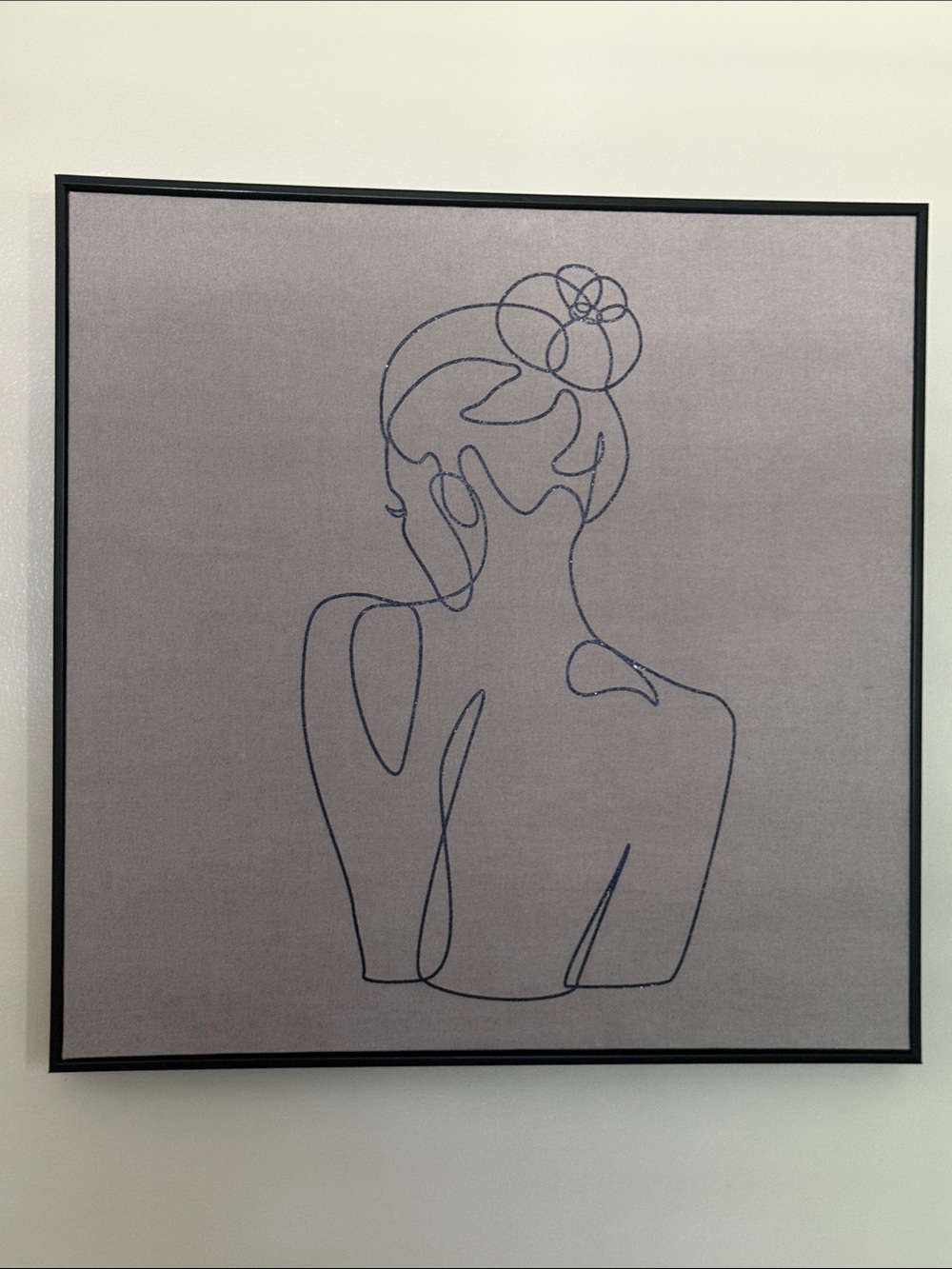 Minimalist Line Art Canvas - Black Line on Taupe